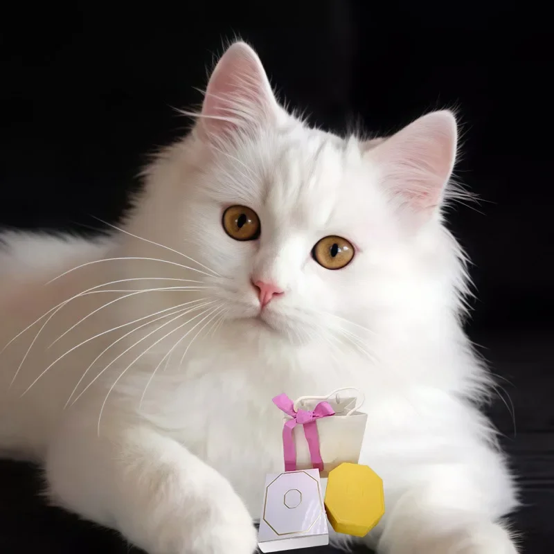 

2025 Cat Fashion Top Diamond Series Earrings, Rings, Gifts, Jewelry Packaging, Yellow Gift Box, Gift Packaging, Pink Ribbon
