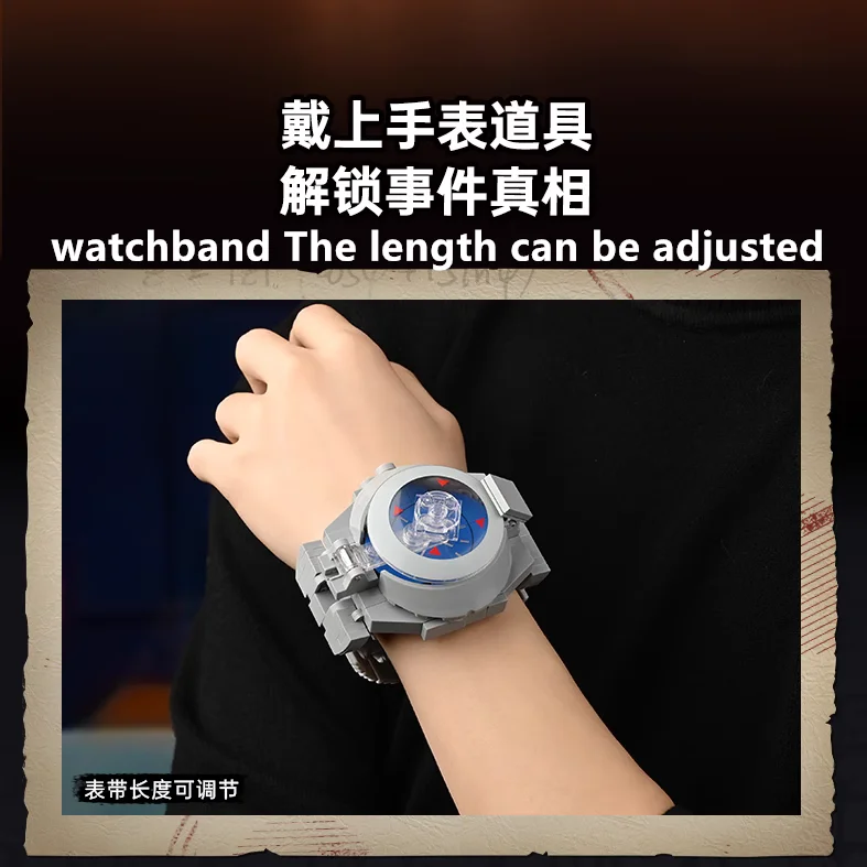 Keeppley Anime Name Detective Conan Watch type anesthesia gun Wearable Assembly Building Block Children\'s Toy Birthday Gift