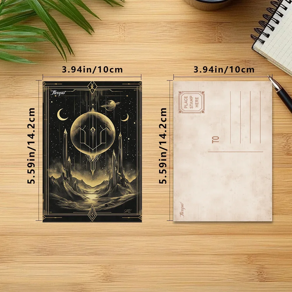 32pcs, Black Celestial-themed Postcards, Wall Stickers, Mailing Cards, Greeting Cards, DIY Postcards, Back-to-school Season.