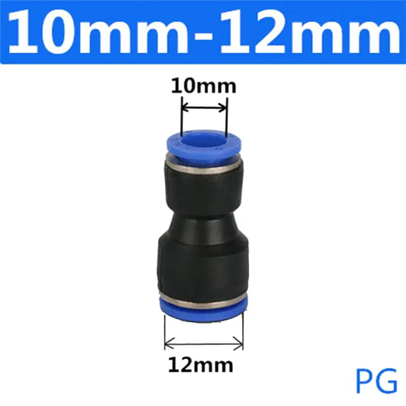 (PQWN) 100PC Lot PG4-6Mm 6-8Mm 6-10Mm Air Pneumatic Fitting One Touch Into Straight Fittings Plastic Quick Connectors PG12-10