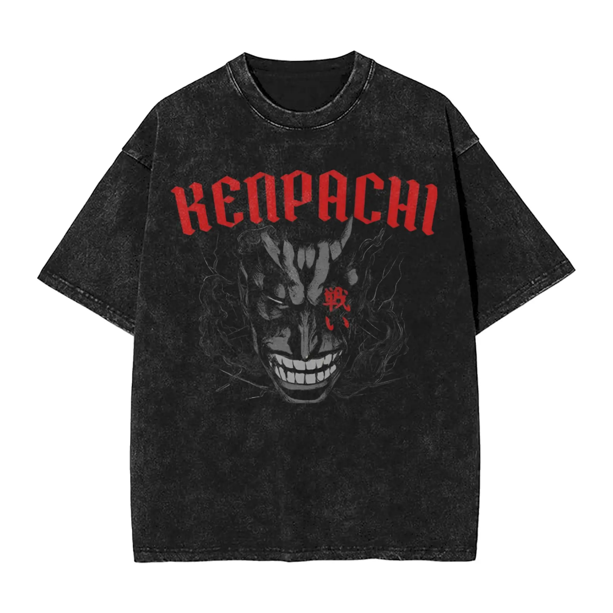 

Harajuku Street T-shirts Men Anime Bleach Zaraki Kenpachi Graphic Casual Manga Vintage Washed Cotton T Shirt Men Top Clothing