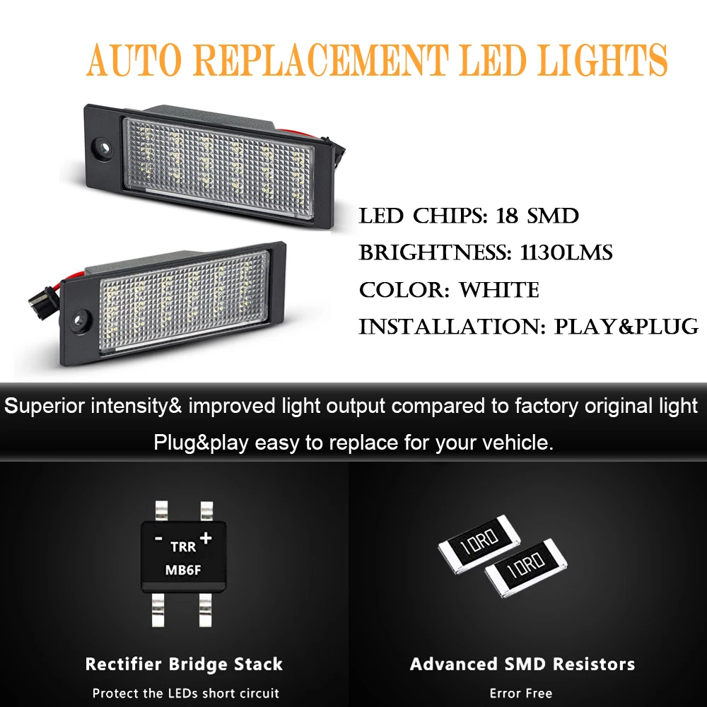 2pcs LED License Plate Lights Canbus For Hyundai IX35 Tucson Kia XCeed Cerato MK4 K3 Forte MK3 Car Styling White