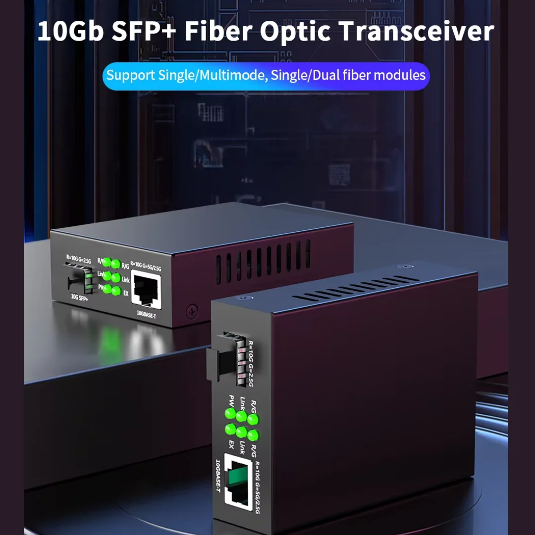 SUMMITEK 10Gbps SFP + الألياف إلى RJ45 محول الوسائط RJ45 إلى SFP + 10/100/1000M/2.5G/10G إيثرنت 10000M محول جهاز الإرسال والاستقبال