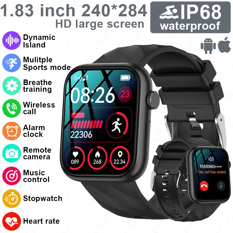 

Смарт-часы LIGE с Bluetooth-вызовами, спортивные, для фитнеса, мужские, с настраиваемыми циферблатами, 2026, женские, с пульсометром, умный браслет для женщин