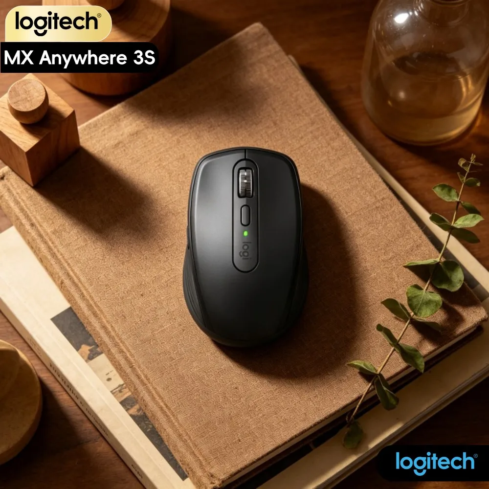 Compact Logitech MX Anywhere 3S - 8000 DPI Darkfield, Magspeed Scroll, Silent Click, Multi-OS Compatibility, Anti-Slip Grip
