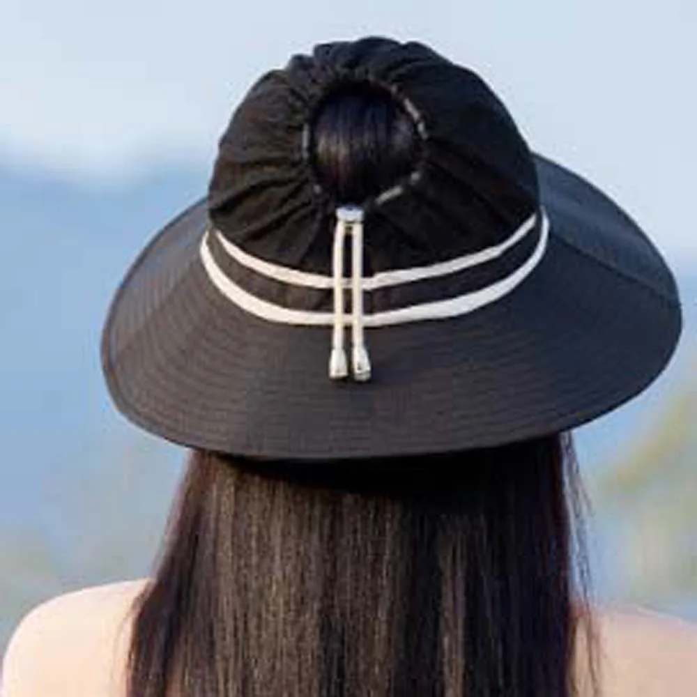 

Windproof Rope Top Mesh Fisherman Cap Portable Breathable Foldable Bucket Hat Wide-Brimmed Polyester Sunshade Alpine Hat Men