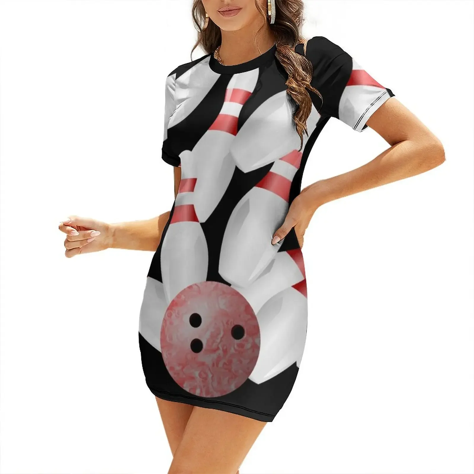 Ten-pin bowling strike Short-Sleeved Dress summer dress woman 2026 Dress vintage Cocktail of dresses