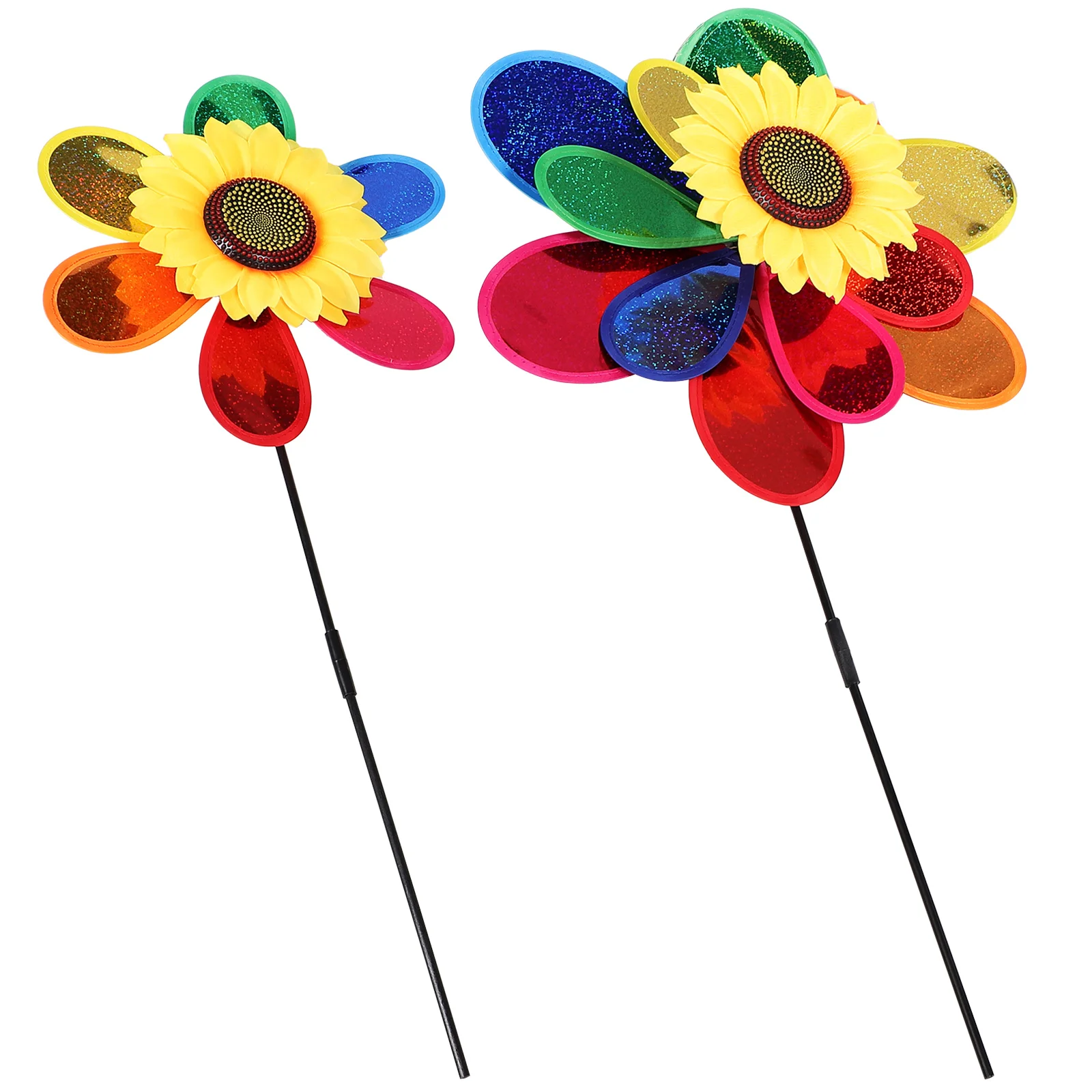 

2 Pcs Sunflower Windmill Decorative Pinwheels Fairy Colorful Garden Decoration Plastic Cute Child