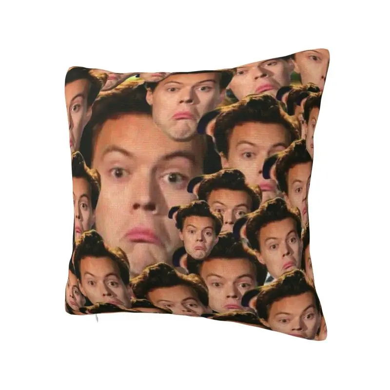 Custom Funny H-Harry Singer S-Styles Head Square Pillow Cover Decoration Cushions Throw Pillow for Sofa Double-sided Printing