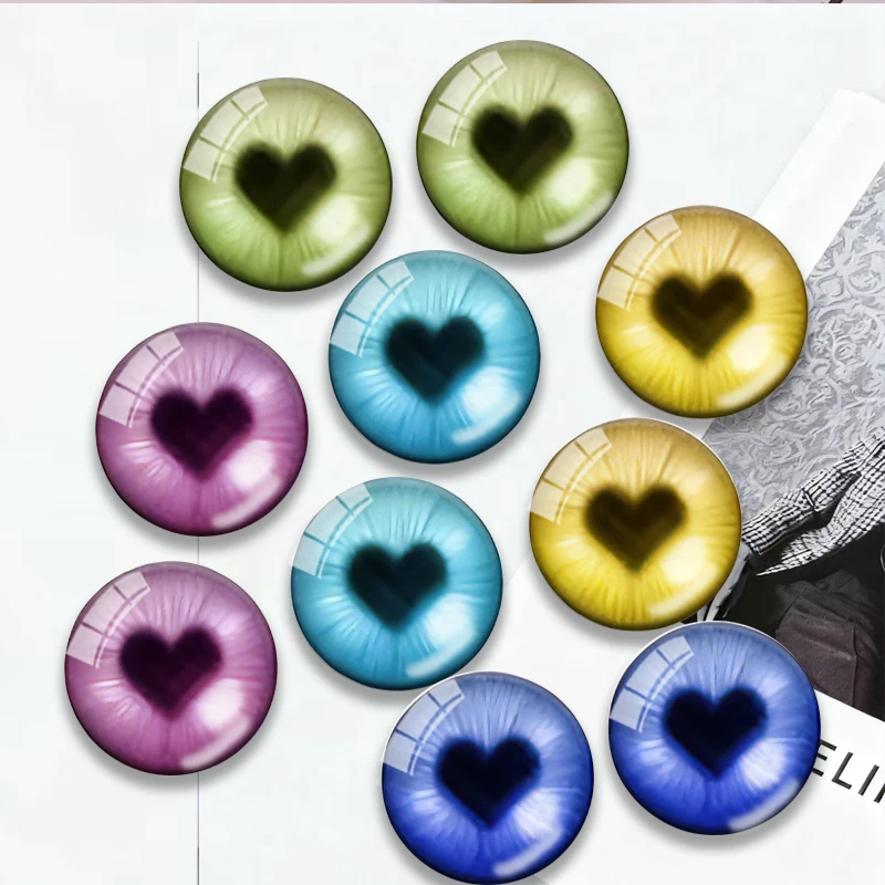 Love Heart Cat Toys Dragon Eyes Ragdoll Eyeball DIY Jewelry 8MM-25MM Round photo glass cabochon demo flat back Making findings