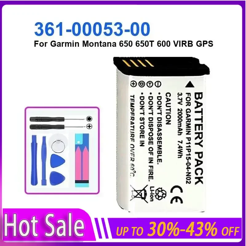 

Gps Battery 2000mAh For Garmin Montana 650 650T 600 VIRB GPS 361-00053-00 long-lasting and replaceable battery