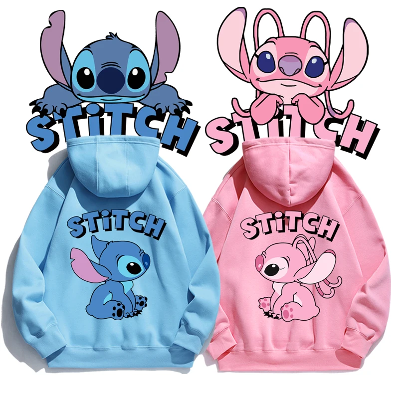 

Disney Stitch Cartoon Hoodie Sweater Pattern Printing Loose Fashion Unisex Autumn and Winter Tops Kawaii Clothes