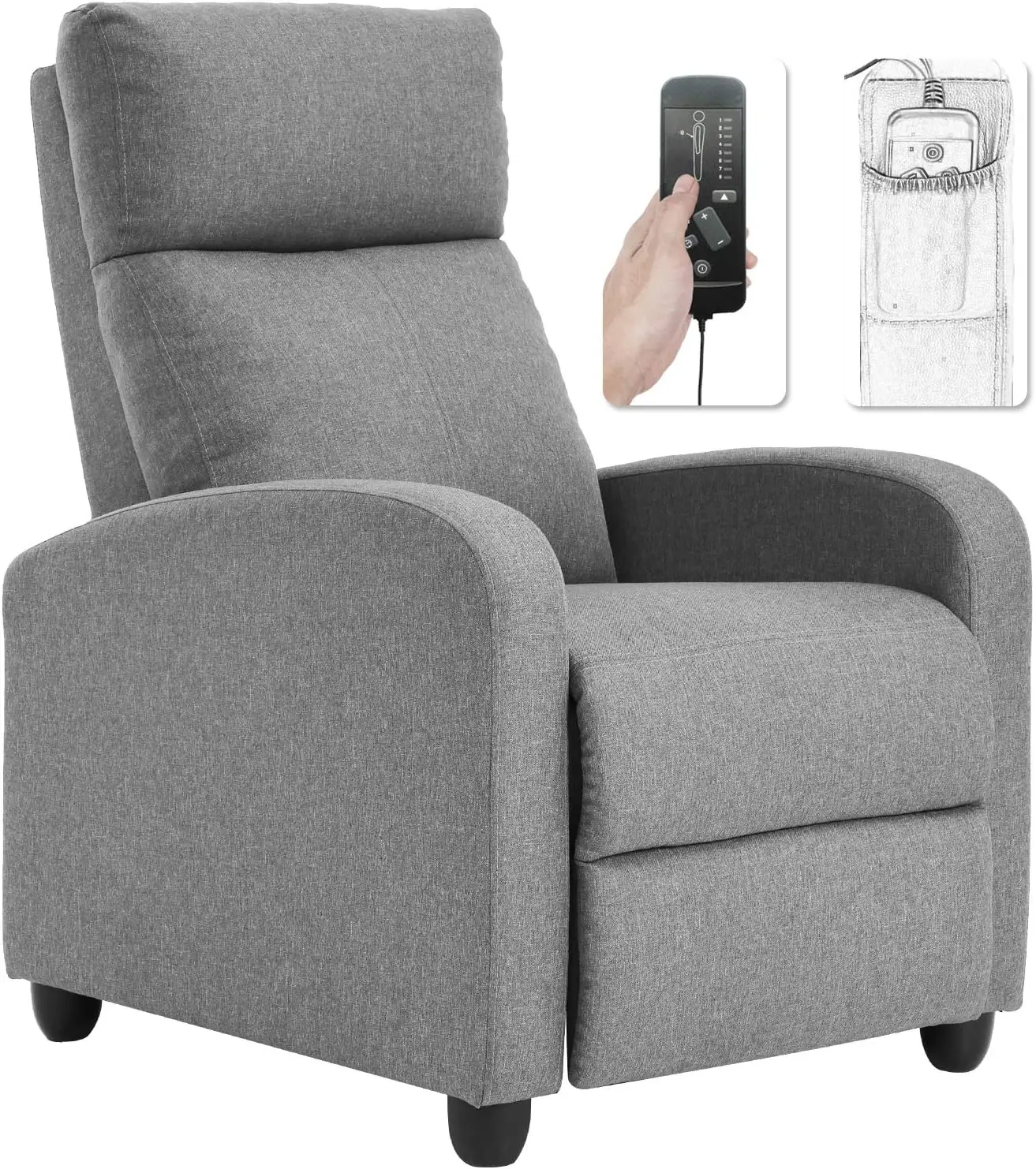 Massage Recliner Sofa Reading Chair  Single Sofa Home Theater Seating Modern Reclining Chair  with PU Leather  (Black)