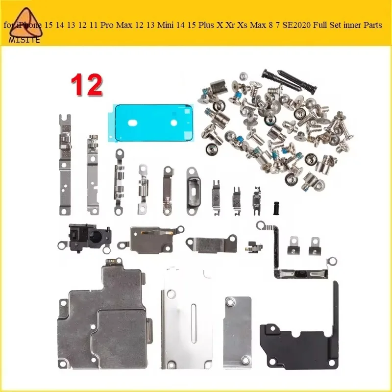 10Sets Full Screws +Inner Small Parts Metal Holder Bracket Shield Plate Set Kit For iPhone 11 12 13 14 15 Pro Max Plus X Xr Xs 8