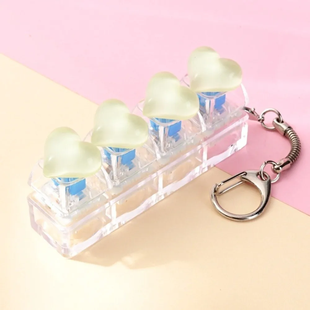 Heart Heart Keycap Fidget Keychain LED Light Crystal Clicker Keyboard Clicker Keyring Sensory Hanging Charm