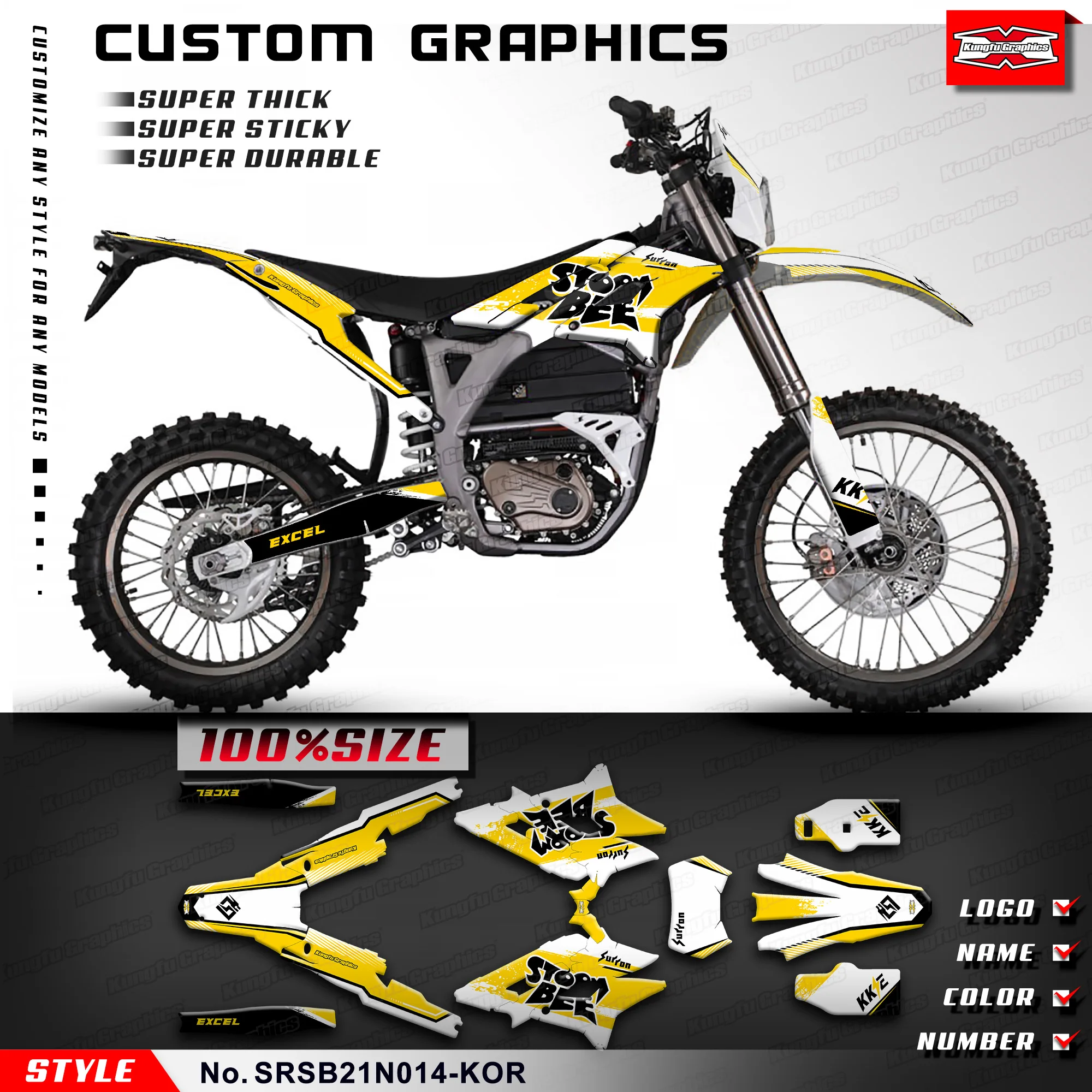 

KUNGFU GRAPHICS Stickers Complete Motorcycle Decals for Storm Bee Dirt eBike, SRSB21N014-KOR