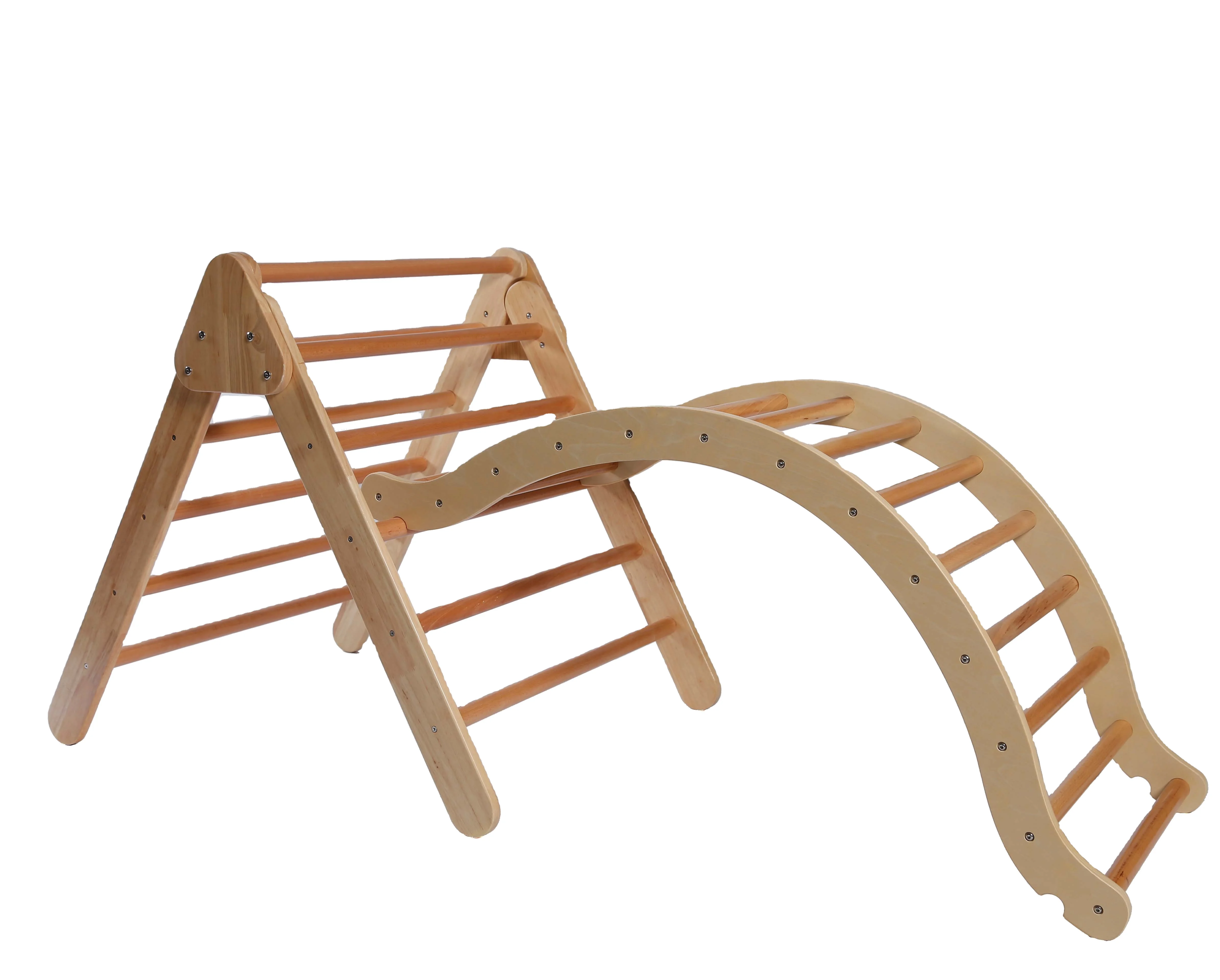 

Premium Wooden Triangle Climbing Set for Toddlers - Foldable Ramp & Slide Climbing Frame with Safety Ladder