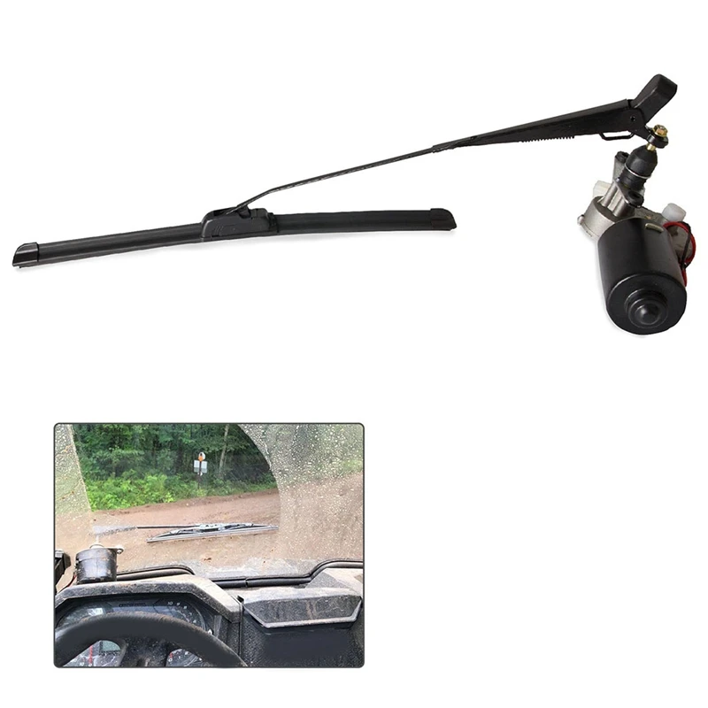 Top Sale Universal UTV Electric Windshield Wiper Motor Kit Assembly With Spray Bottle For Kawasaki Polaris Ranger RZR 900 Honda