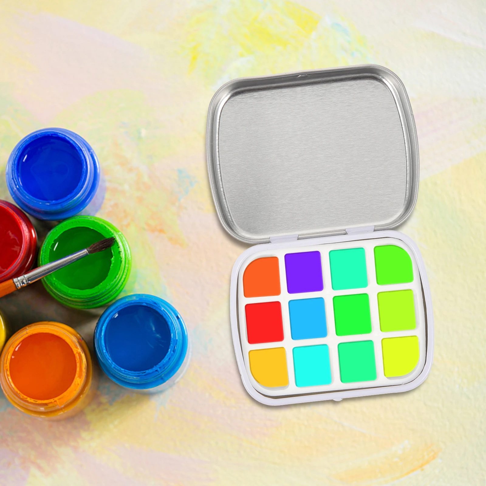 

Watercolor Pigment Box 12 Compartments 1 6ml Mini White Tin Storage Case Empty Watercolor Tin Paint Case Pigment Holder