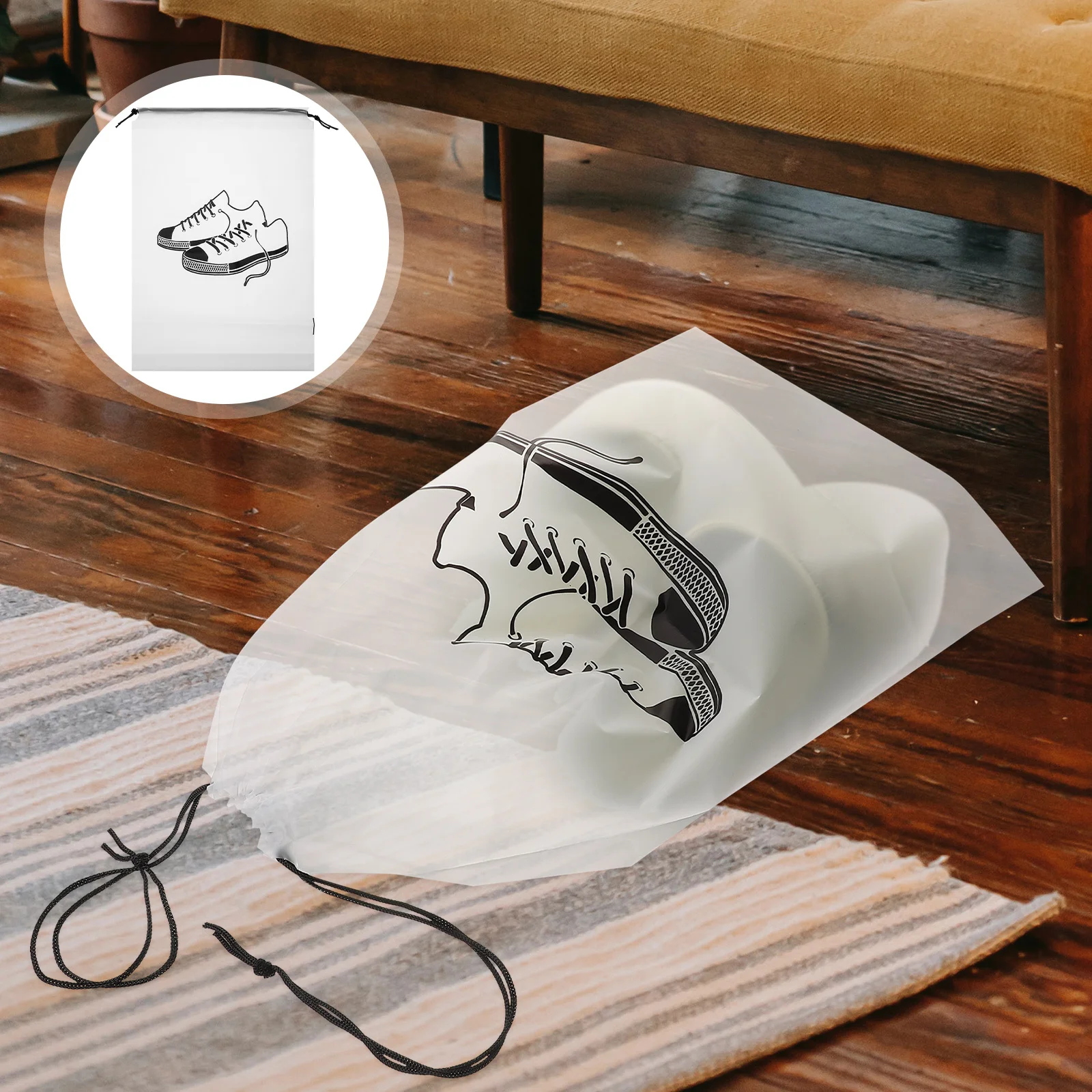 

5pcs Drawstring Shoe Storage Bags Portable Dustproof Travel Organizers for Closet Wardrobe Home Use