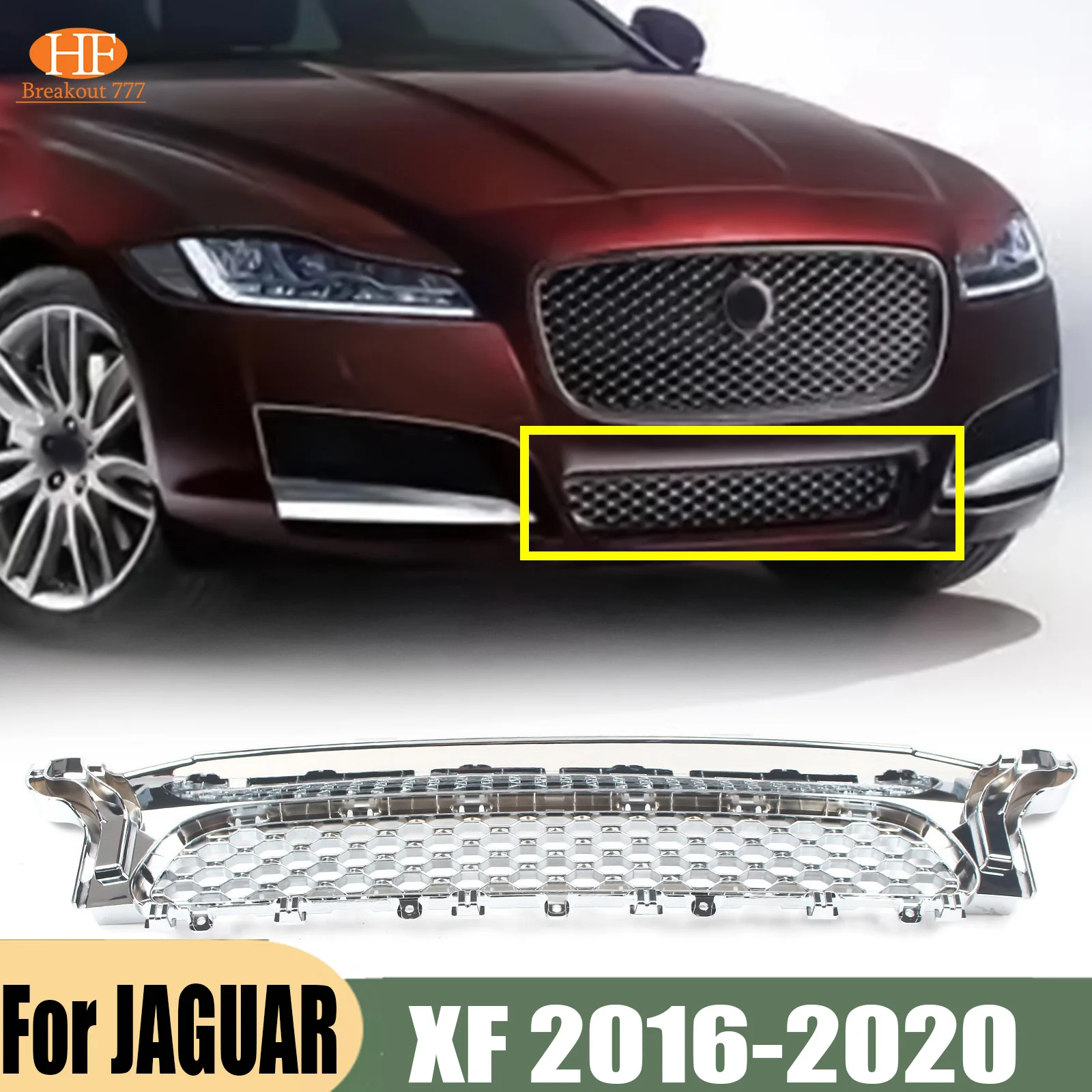 Car-styling ABS Front Grill Cover Trim Auto Replacement Parts Grille frame For JAGUAR XF 2016-2020
