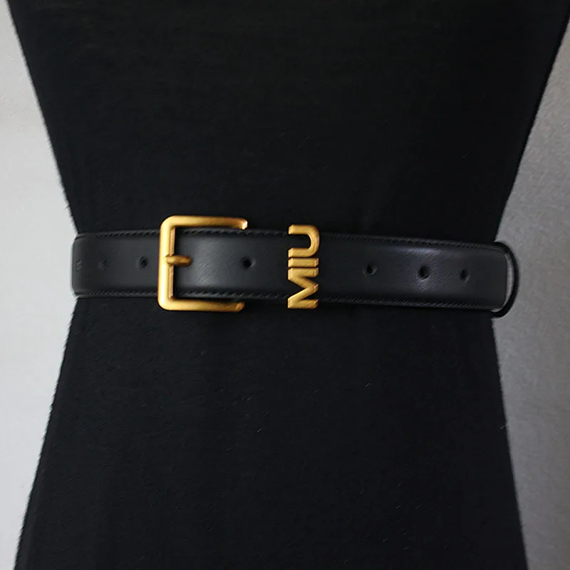 

New 2025 Luxury Genuine Leather Belt for Women Cowhide Suede Belts with Trendy Square Alloy Buckle Ideal for Dresses and Jeans