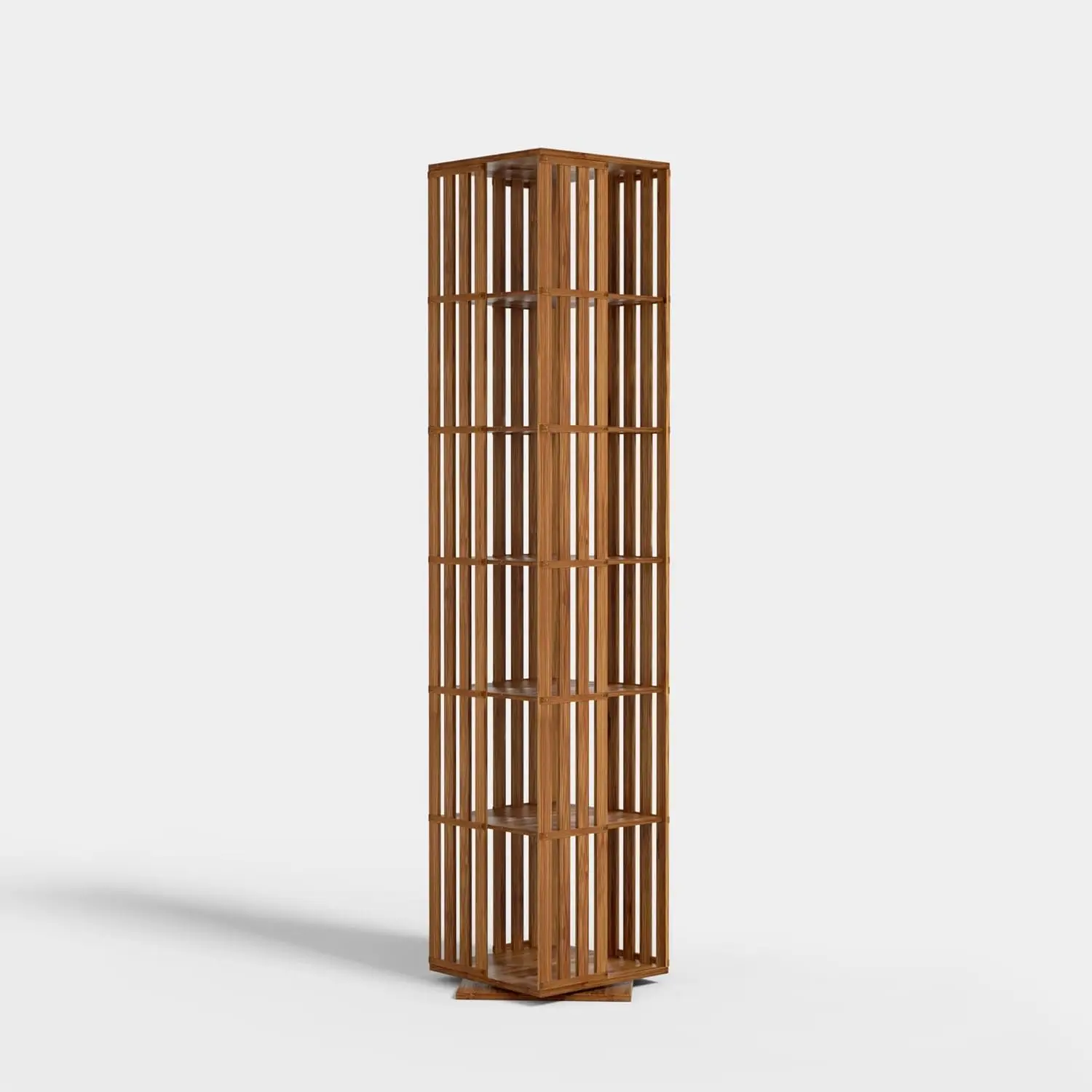 Rotating Bookshelf Tower, 360 Display Spinning Bookshelf, Bamboo Bookshelf Floor Standing Storage Rack,Walnut 6 Tier