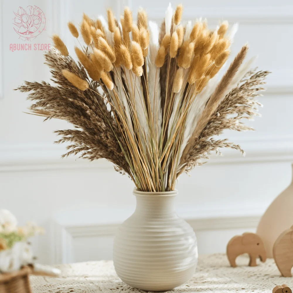 

Fluffy Pampas Dried Flowers Bouquet Home Decor Natural Bunny Rabbit Tail Grass Artifical Flower Wedding Party Garden Decoration