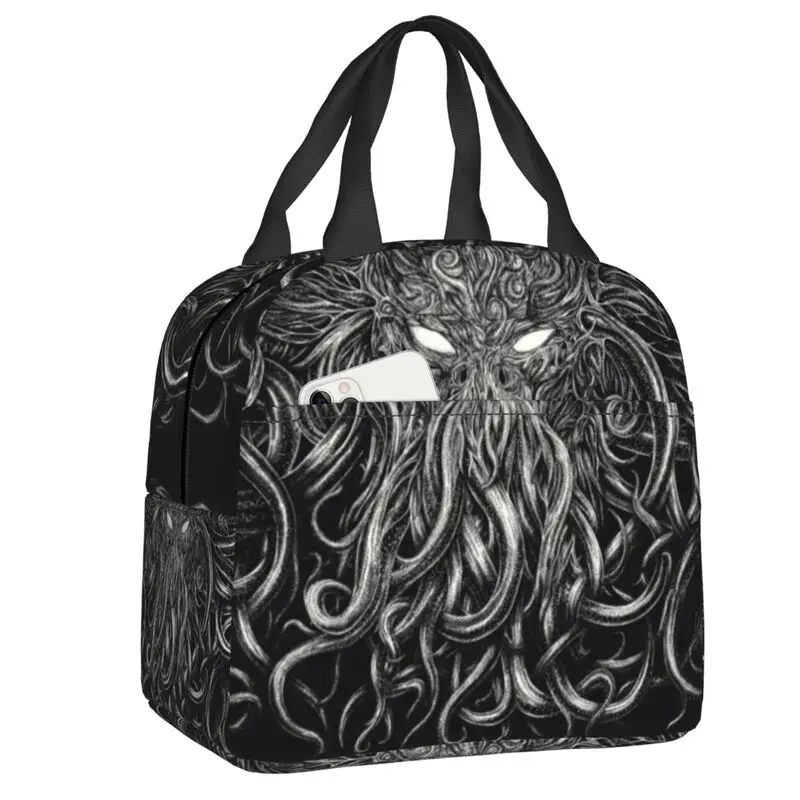 Custom Horror Cthulhu Lovecraft Monster Lunch Bag Women Lovecraft Warm Cooler Insulated Lunch Boxes for Children School