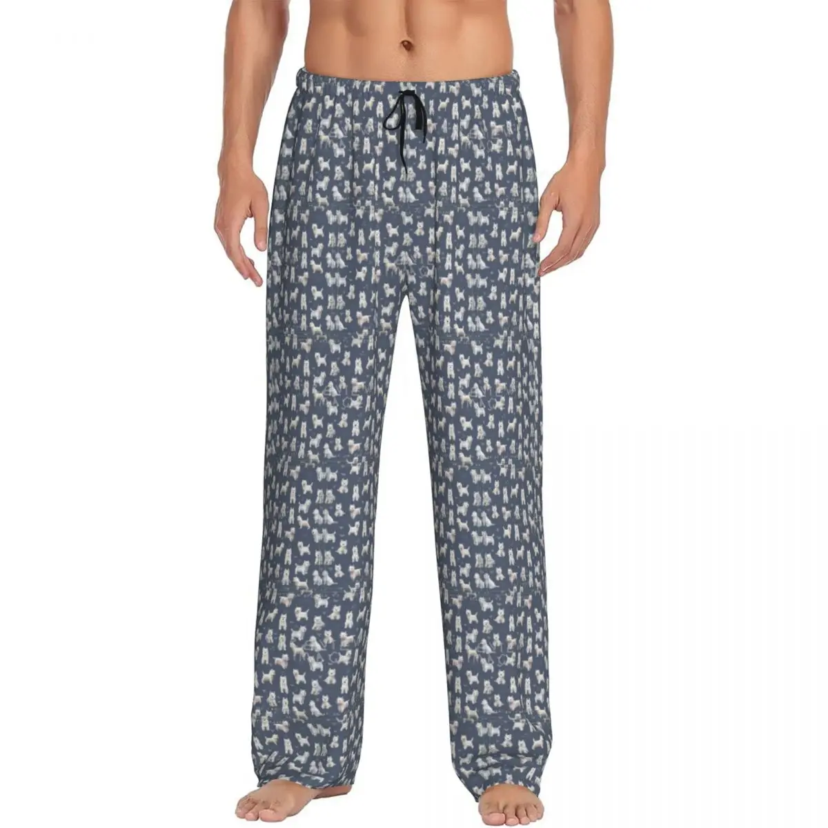 

Custom The West Highland Terrier BLU Pajama Pants Men Sleepwear Sleep Lounge Bottoms with Pockets