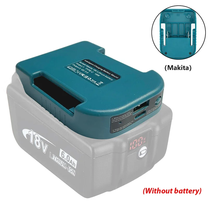 1pc For Makita 18V With USB With Type-C Battery Holder For Makita 18V Battery BL1840 BL1850 BL1860 Charger Adapter Fast Charging