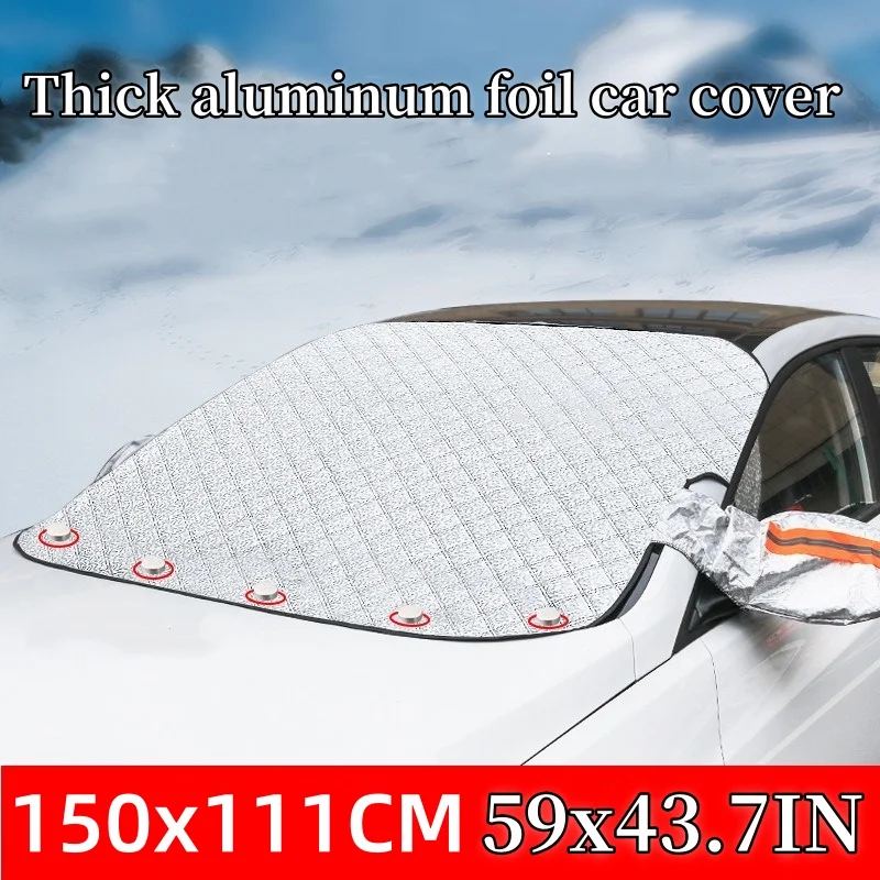 Aluminum Foil Car Snow Shield Frost Prevention Front Windshield Sunshade Snow-proof Thickened Snow Shield Car Cover Magnetic