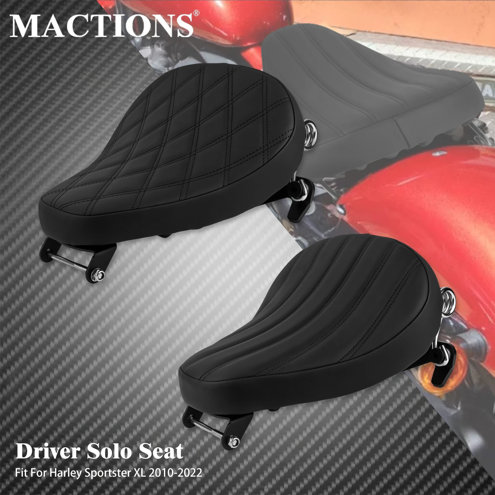 Motorcycle Black Driver Leather Seat Driver Cushion Saddle Solo Seat Fit For Harley Sportster XL 1200 Forty-Eight 2010-2022