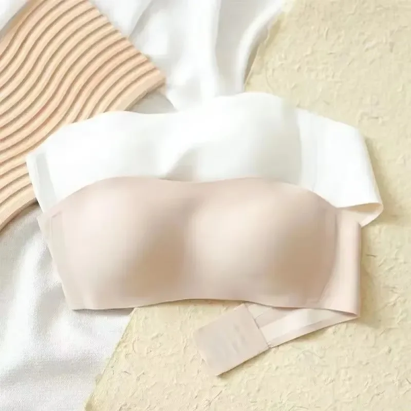 Women's Bra Strapless Underwear Thin Non Slip Non Marking Invisible Collection Breast Supplement  Jelly Bra 65A-85C