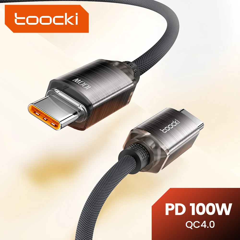 Toocki USB Type C to Type C Cable 100W Fast Charging Charger Cable Data Cord For Macbook Huawei Xiaomi POCO Samsung USB-C Cable