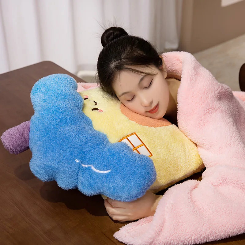 Cartoon Huis Pluche Kussen Deken Flanel Student Kantoor Dutje Deken Schattige Baby Deken Slaapzaal Pluche Deken Cadeau