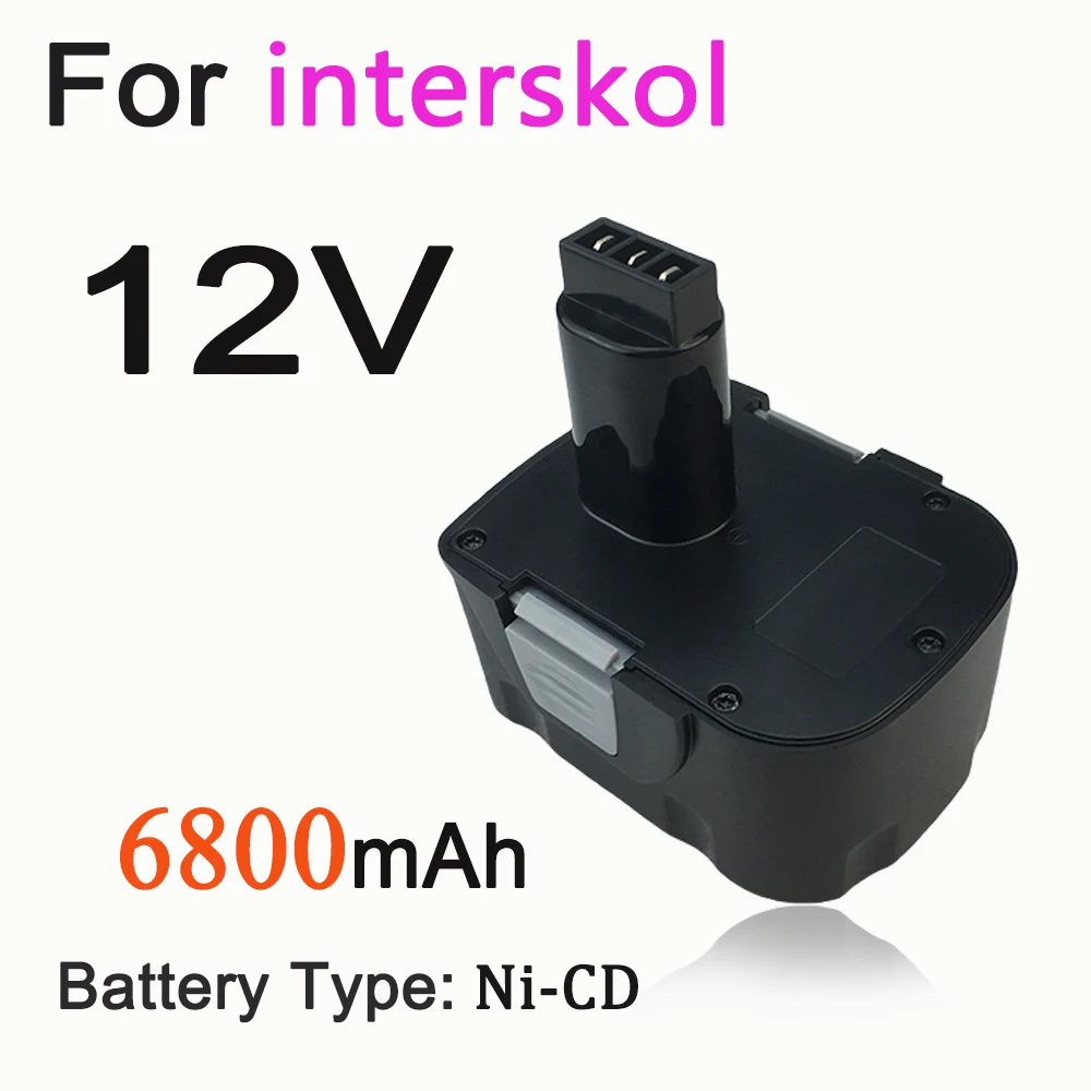 

For Interskol 12V 6800mAh Ni-CD Rechargeable Battery Electric Tools Replacement