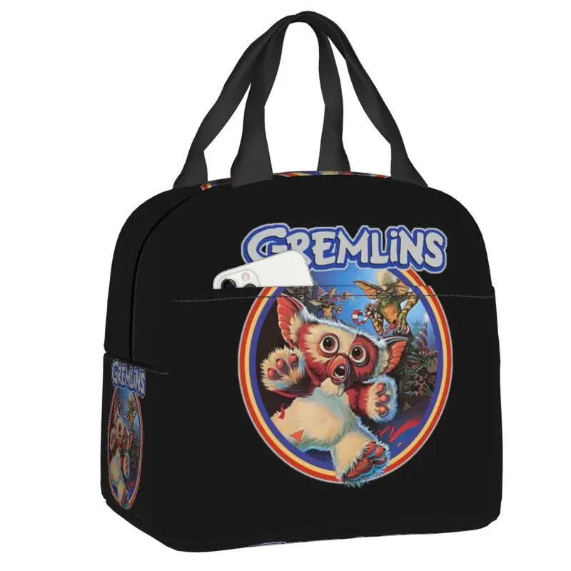 Custom Vintage Gizmo Gremlins Lunch Bag Sci Fi Movie Mogwai Monster Cooler Warm Insulated Lunch Boxes for Kids School Children