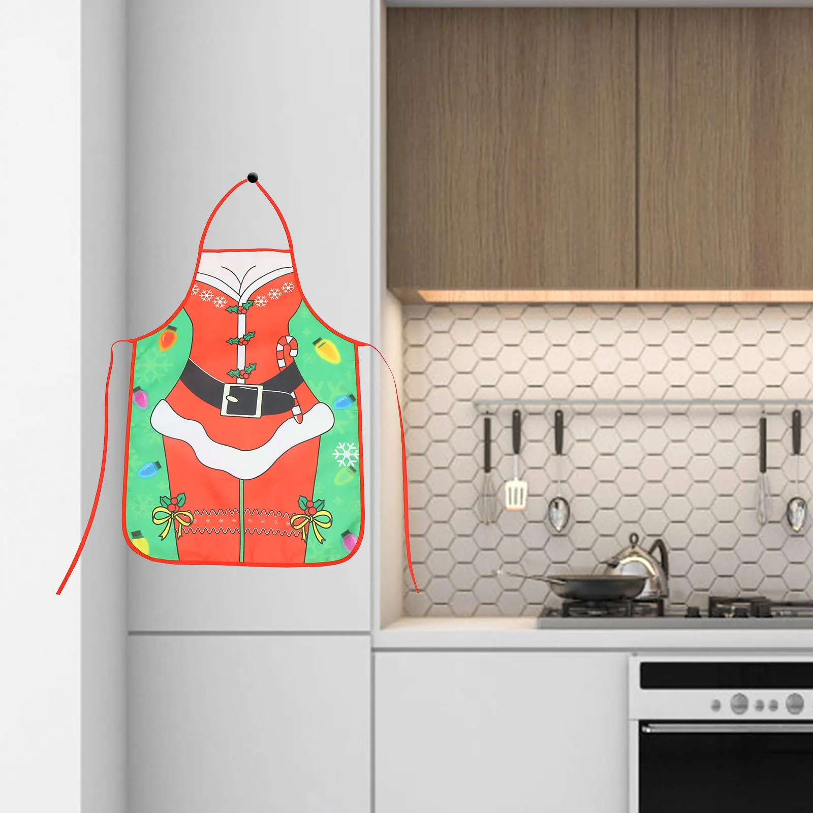 

3pcs Christmas Decoration Apron Set Waterproof Kitchen Aprons Xmas Pattern Cooking Chef Apron for Home Restaurant Use