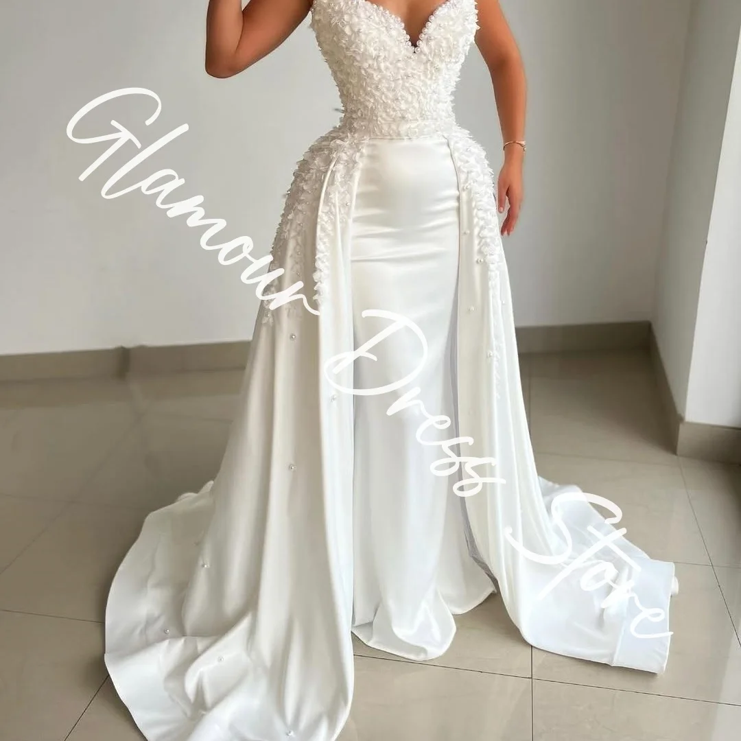 Customized Exquisite Jersey Straight Spaghetti Straps Appliques And Pearls Evening Dresses Strapless Sleeveless Panel