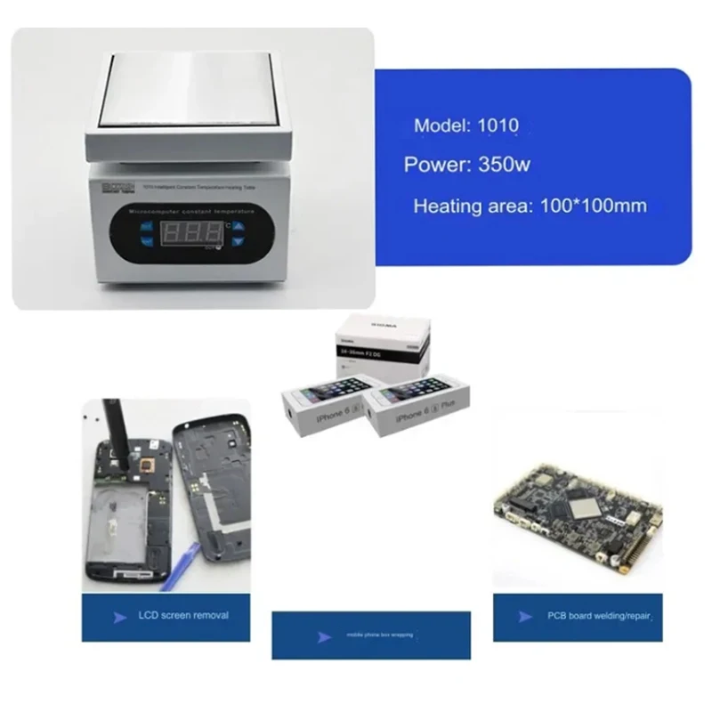 100 * 100mm Digital Heating Station for PCB/LCD Repair 350W Electronic Hot Plate Preheating Platform with Temperature Control