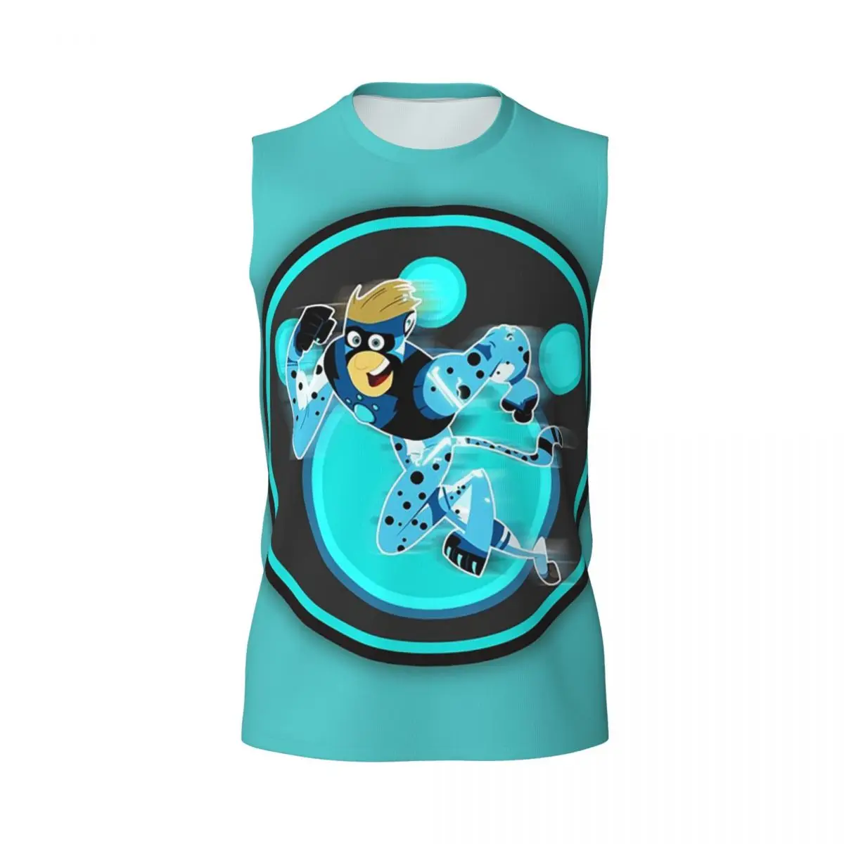Wild Kratts Blue Color Men Printed Sleeveless T-shirt Casual Hip Hop Street Style Beach Holiday Tank Tops