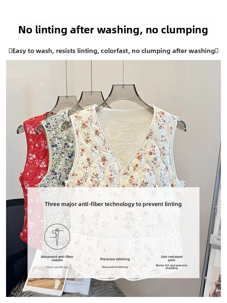 เสื้อกั๊กซับในผู้หญิง รุ่น Fce Lined ort ปี 2023 แฟชั่นฤดูหนาว ลายพิมพ์ ket คอวี ทรงเข้ารูป ใส่ได้หลากหลาย ผ้าฝ้ายเนื้อนุ่ม อุ่นสบาย