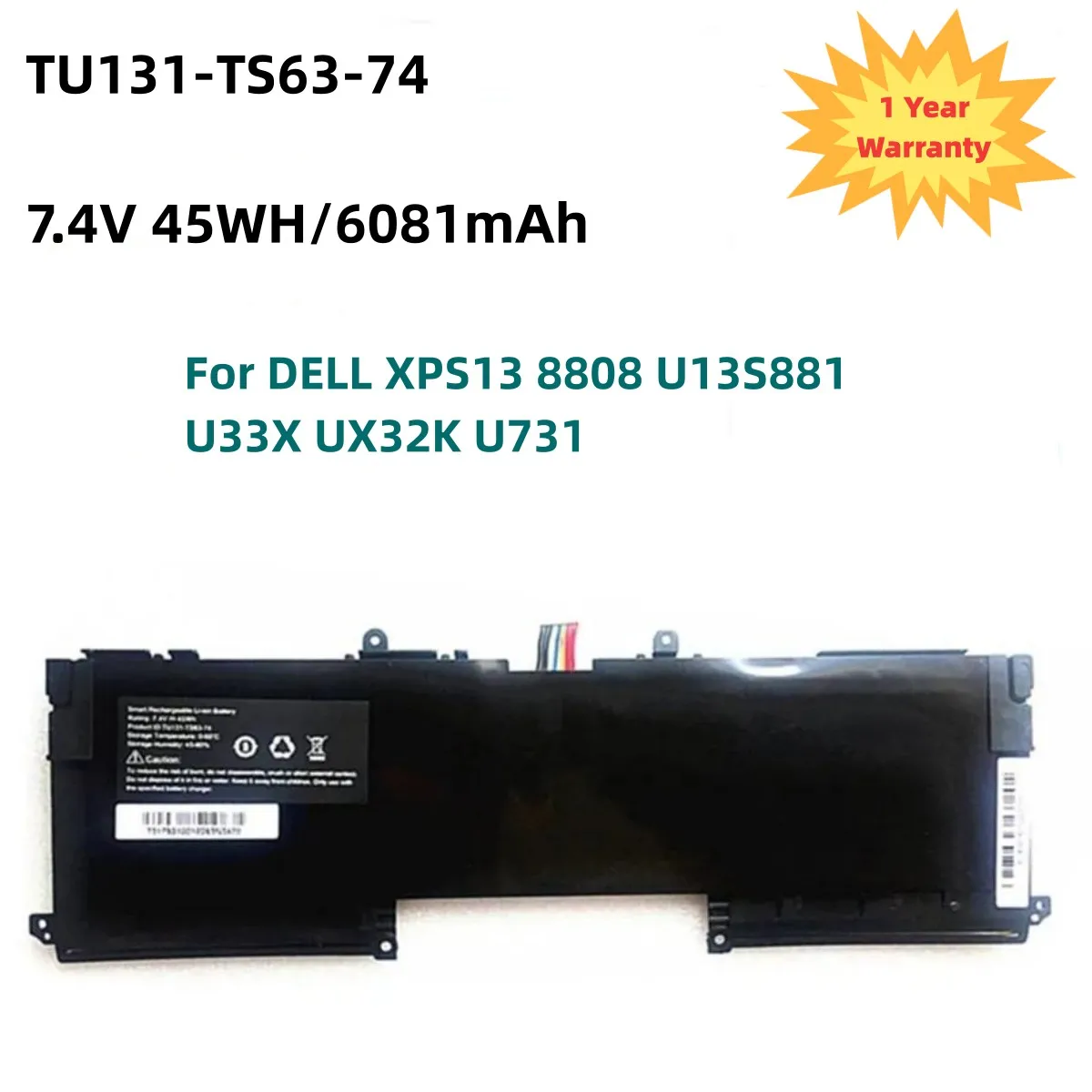 TU131-TS63-74 TU131 Laptop Battery For DELL XPS13 8808 U13S881 U33X UX32K U731 TU131-TS63-74 7.4V 45WH