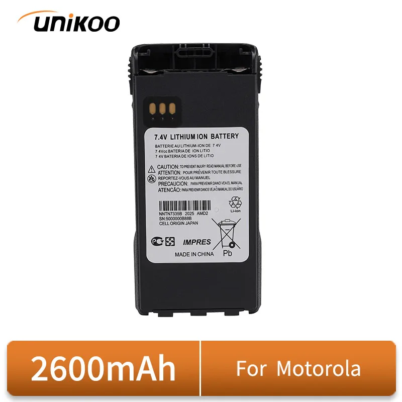 

UNIKOO NNTN7335B Walkie Talkie 2600mAh Battery Support MOTOROLA XTS2500/1500 PR1500