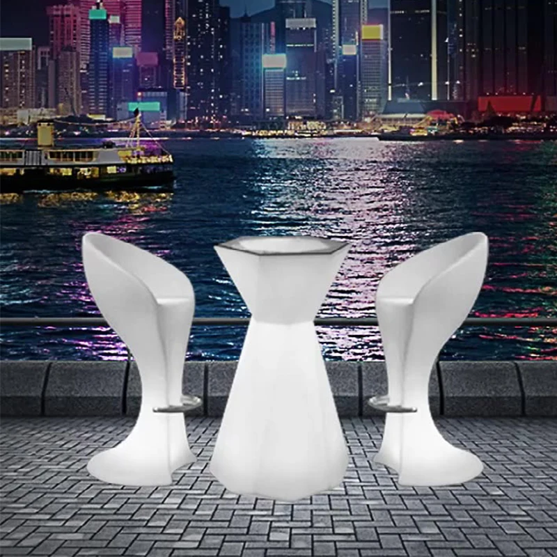 REAQ Diomond Bar Table 65*58*105cm Cocktail Tables For Party  PE Plastic Color Changeable High Bar Table Mini Bar Home Furniture