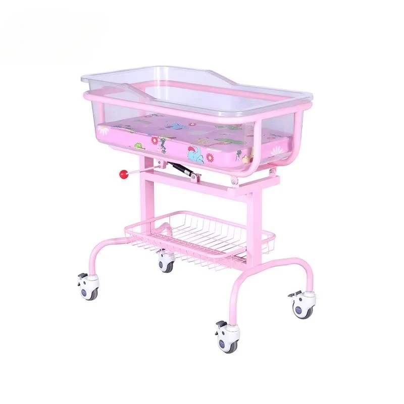 Durable Lightweight Portable Easy Mobile Medical Metal Crib Maternity Hospital Crib