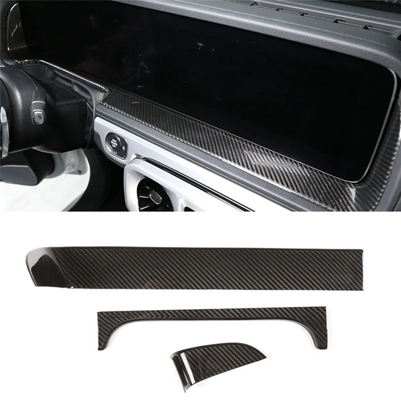 For - G-Class G63 G350 G500 2019-2020 Dry Carbon Fiber Car Dashboard Display Screen Cover Trim Accessories