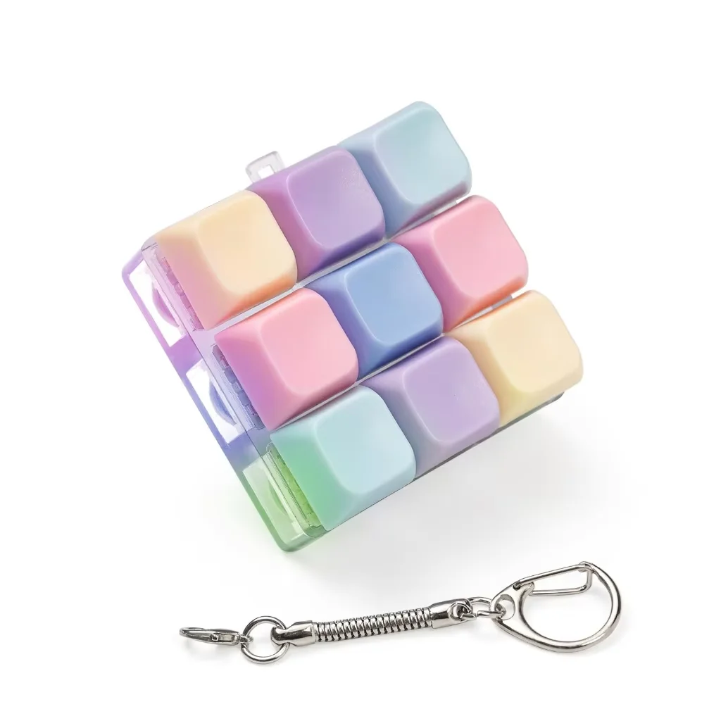 Nine-square grid keycaps fidget with RGB Light Keychain Keyboard Clicker Fidget Toy Stress Relief Keyboard Fidget Clicker