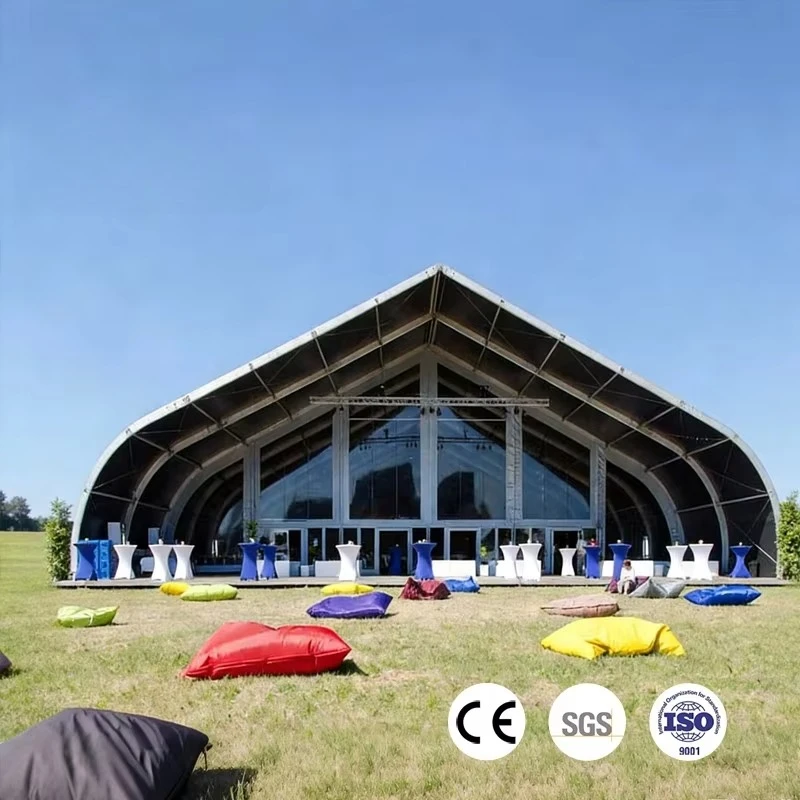 Custom Large Arched Roof Tent Aluminum Frame Waterproof Storage Warehouse Exhibition Outdoor Sport Wedding Marquee Tent Design